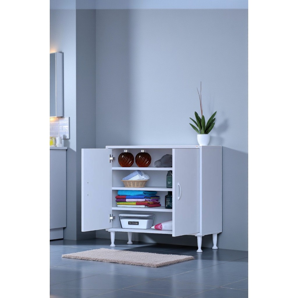Eliusta Nirat 85 cm 4 Bölmeli Beyaz Banyo Mutfak Dolabı 3 Raflı Kapaklı Çok Amaçlı Dolap 85X75X32,5 cm SSD / Solid State Drive Fiyatı