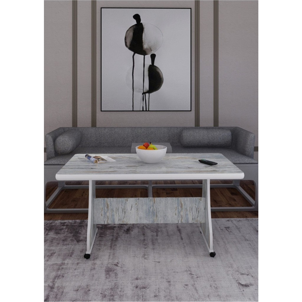 Eliusta Tekerlekli Mdf Masa %100 Mdf Mutfak Masası Orta Sehpa Yemek Masası - 68*118 cm - Beyaz Orta Sehpa Fiyatı
