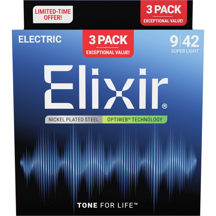 Elixir 009-042 Optiweb Elektro Gitar Teli Ekonomik 3'lü Set (16571) - 0,3 m Klasik Gitarlar Fiyatı