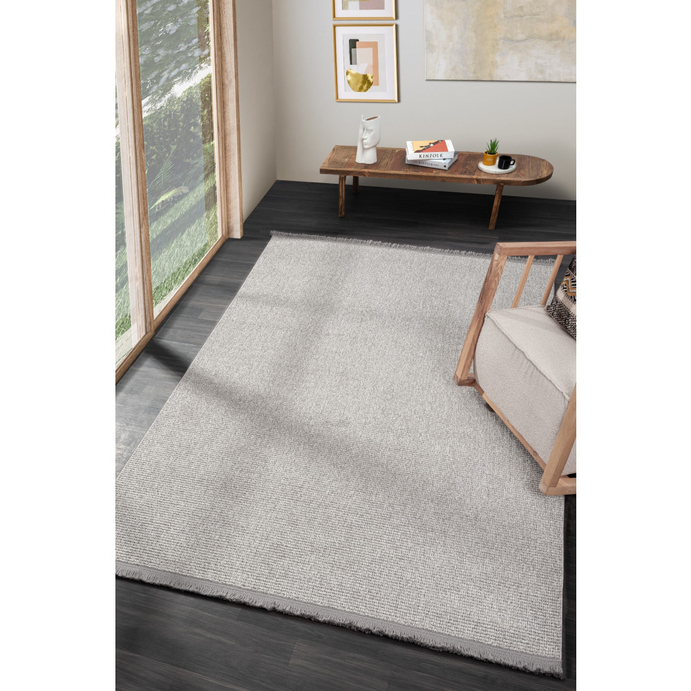 Eliz Home Gri Saçaklı Modern Dokuma Halı Gri 200 x 290 Beden Kilim Fiyatı