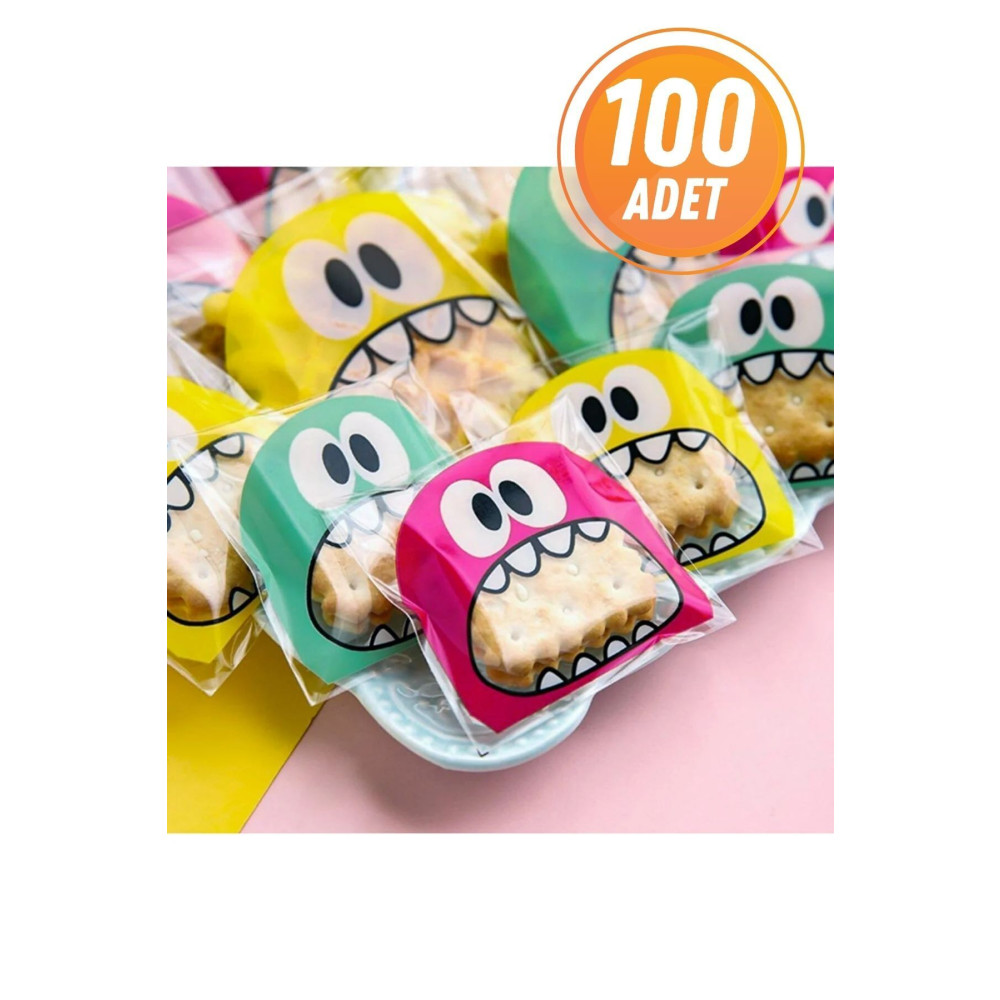 Eliz Party Karışık Renk Canavar Desenli Bantlı Şeffaf Jelatin Poşet 10x15 Cm 100 Adet Çöp Poşetleri Fiyatı