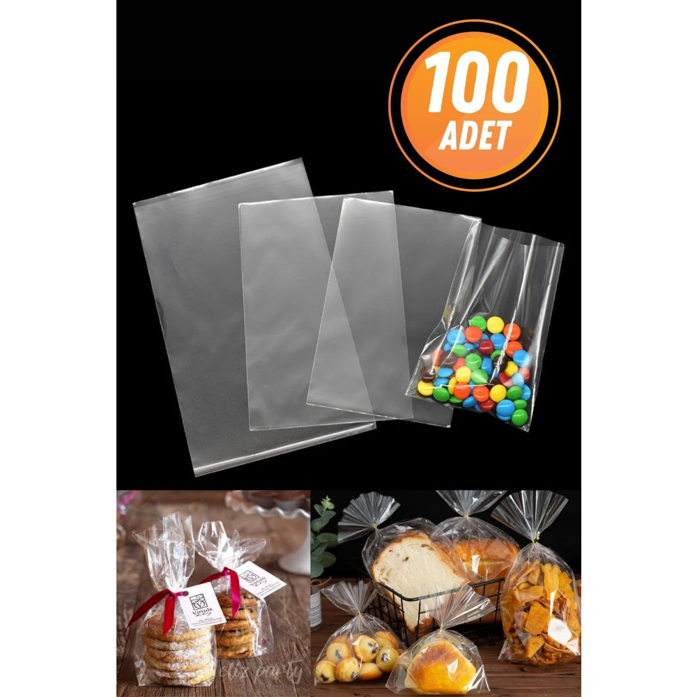Eliz Party Şeffaf Parlak Bantsız Jelatin Poşet 10x15cm Kurabiye Aksesuar Hediye Paketleme Poşeti 100 Adet Çöp Poşetleri Fiyatı