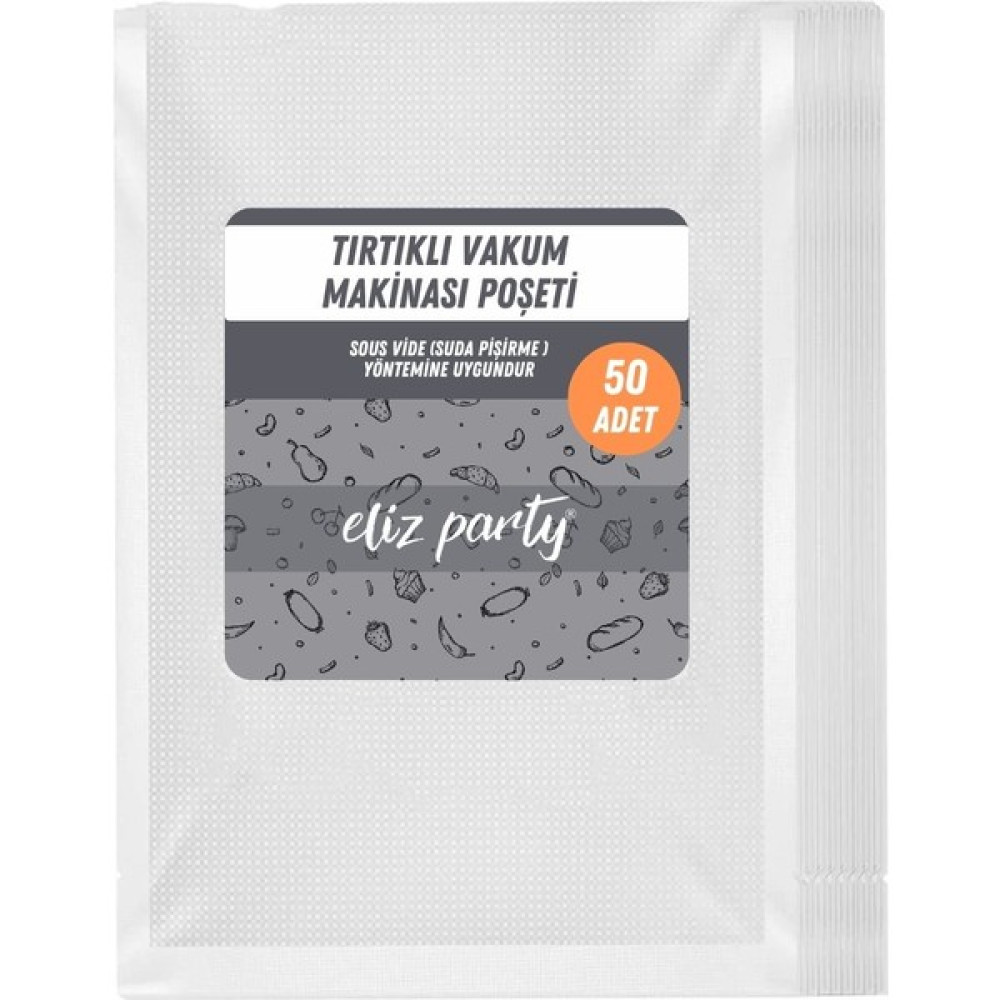 Eliz Party Tırtıklı Vakum Makinesi Poşeti Vakum Poşet Ev Tipi 20 cm x 30 cm 50 Adet - 20cm x 30cm Buzdolabı Poşeti Fiyatı