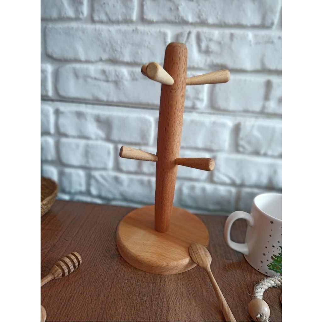 Elizi Ahşap Ahşap Kupa Askısı / Wooden Mug Holder - Ahşap - Bej Fincan / Bardak / Kahve Takımı Fiyatı