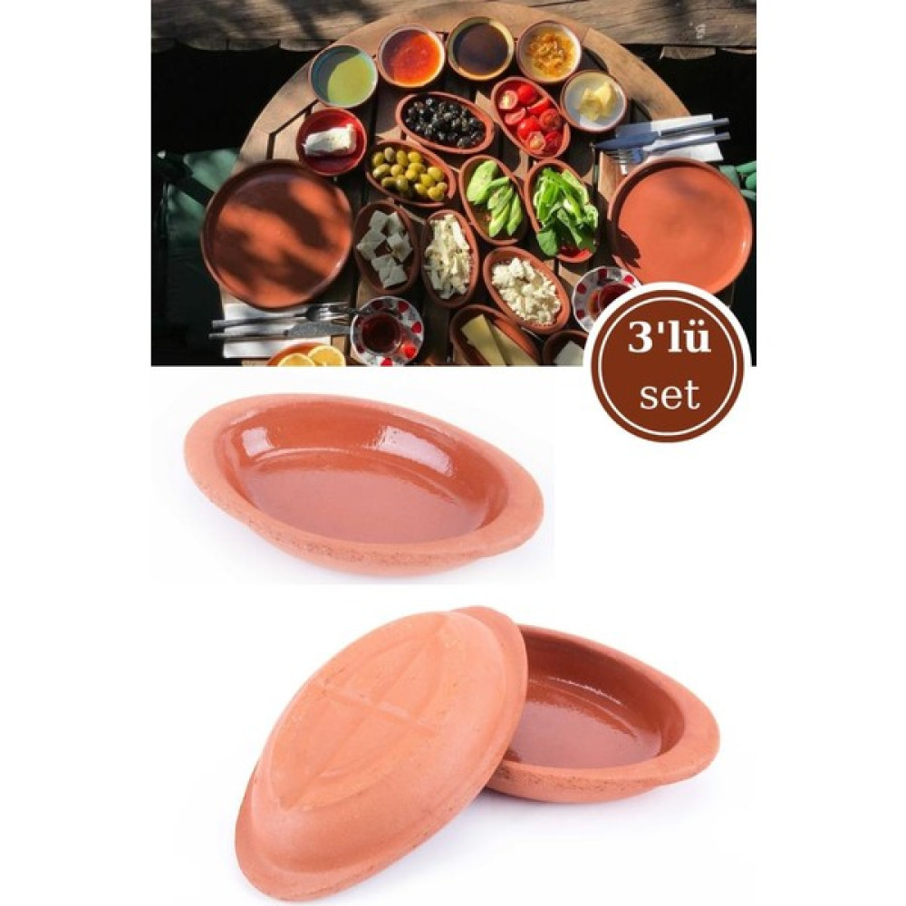 Elizi Çömlekleri 3’lü Mini Oval Sırlı Kase, Çok Amaçlı Toprak Surum Servis Kase 3 Adet Sırlı - Renk Tepsiler / Fırın Kapları Fiyatı