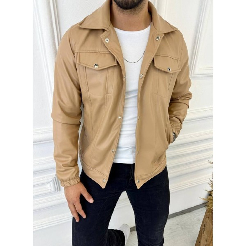 Elku Moda Deri Ceket Çıtçıtlı Cepli Yeni Sezon Deri Mont Erkek Mont Fiyatı