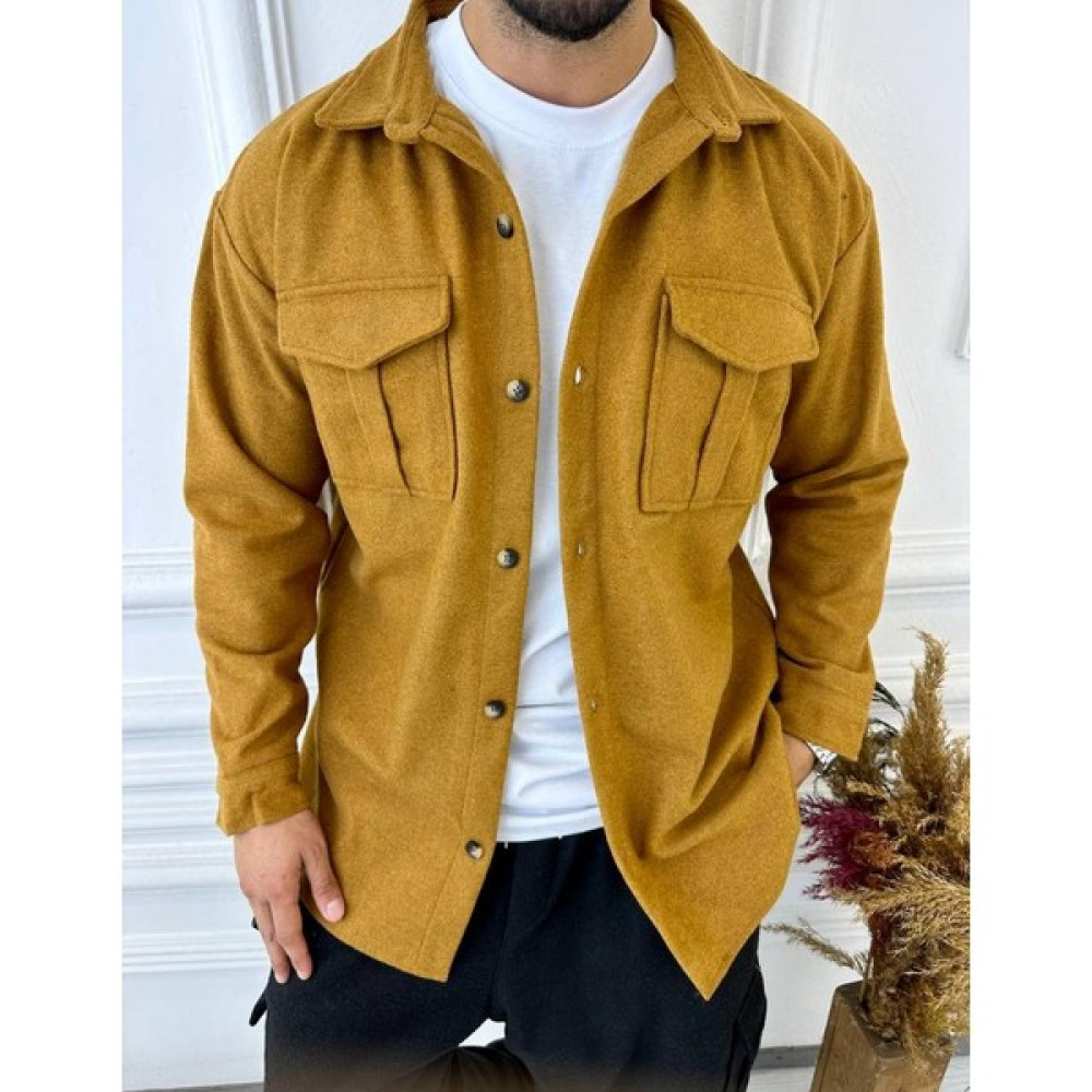 Elku Moda Kaşe Oversize Çift Cepli Salaş Kalın Ceket Gömlek Erkek Gömlek Fiyatı