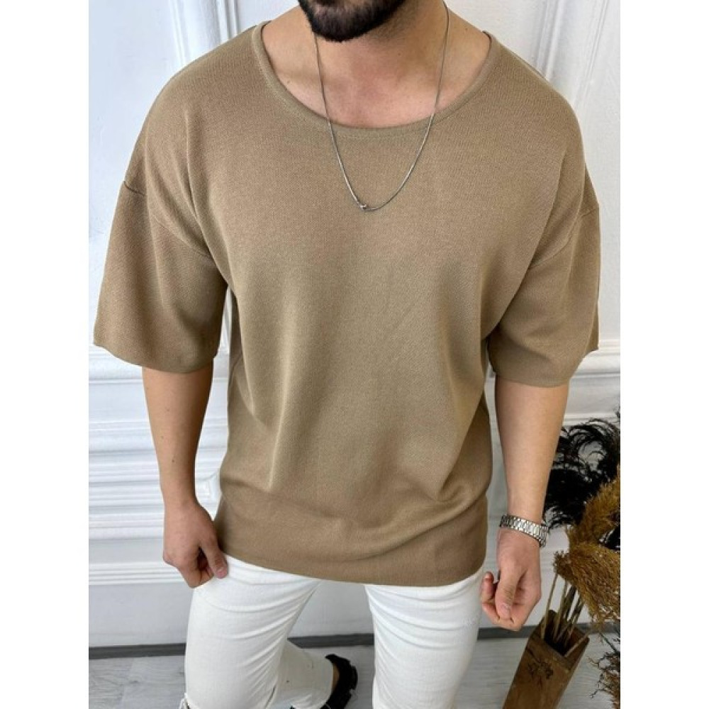 Elku Moda Tişört Örme Triko Tişört Nefes Alabilen Terletmez Oversize Bol Kesim Salaş T-Shirt Erkek T-shirt Fiyatı