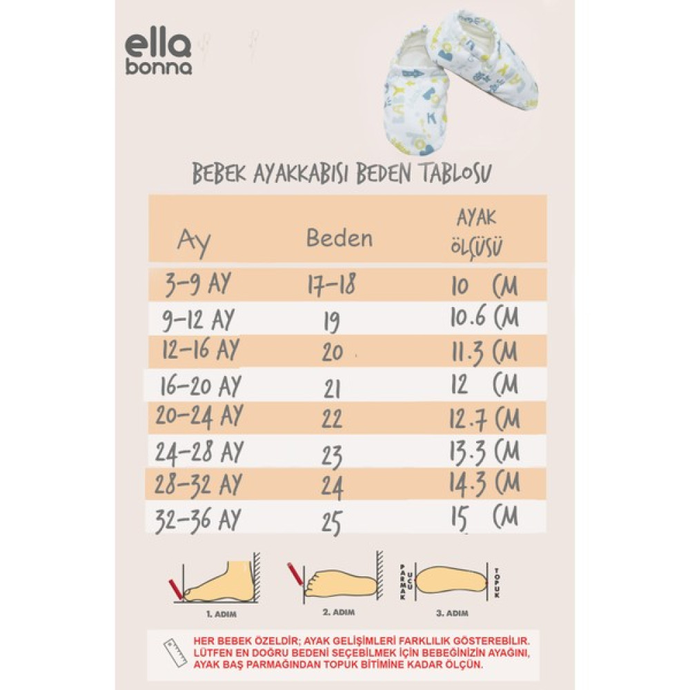 Ella Bonna Bebek Pandufu Ev Patiği, Kaydırmaz Taban, Organik Pamuk Astar, Ev Kreş Ayakkabısı Kız Çocuk Patik Ayakkabı Fiyatı
