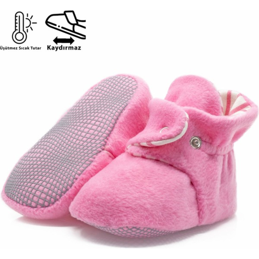 Ella Bonna Kaydırmaz Taban, Polar Bebek Pandufu, Ilkadım Ev Patiği, Terletmeyen Organik Pamuk Astarlı, Pembe Erkek Çocuk Panduf Fiyatı