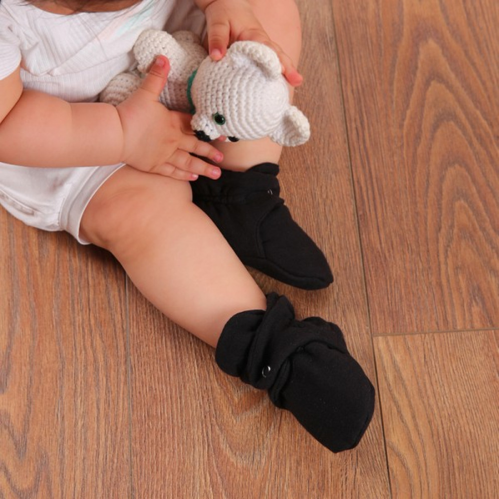 Ella Bonna Organik Pamuk Müslin Bebek Patiği, Yenidoğan Pandufu , Siyah Kız Çocuk Panduf Fiyatı