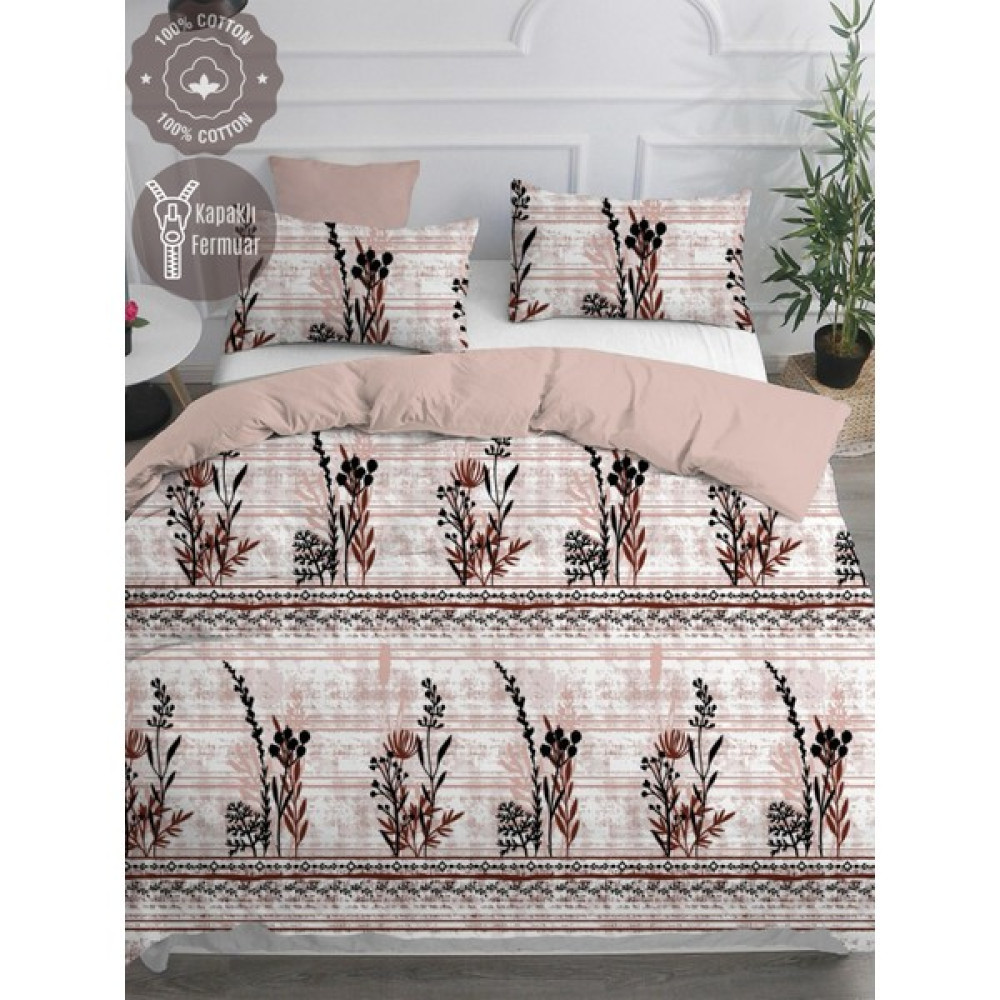 Ella Home %100 Pamuk Lastikli Çarşaflı Nevresim Takımı - Pembe - Beyaz - 200 x 220 cm Nevresim Takımı Fiyatı