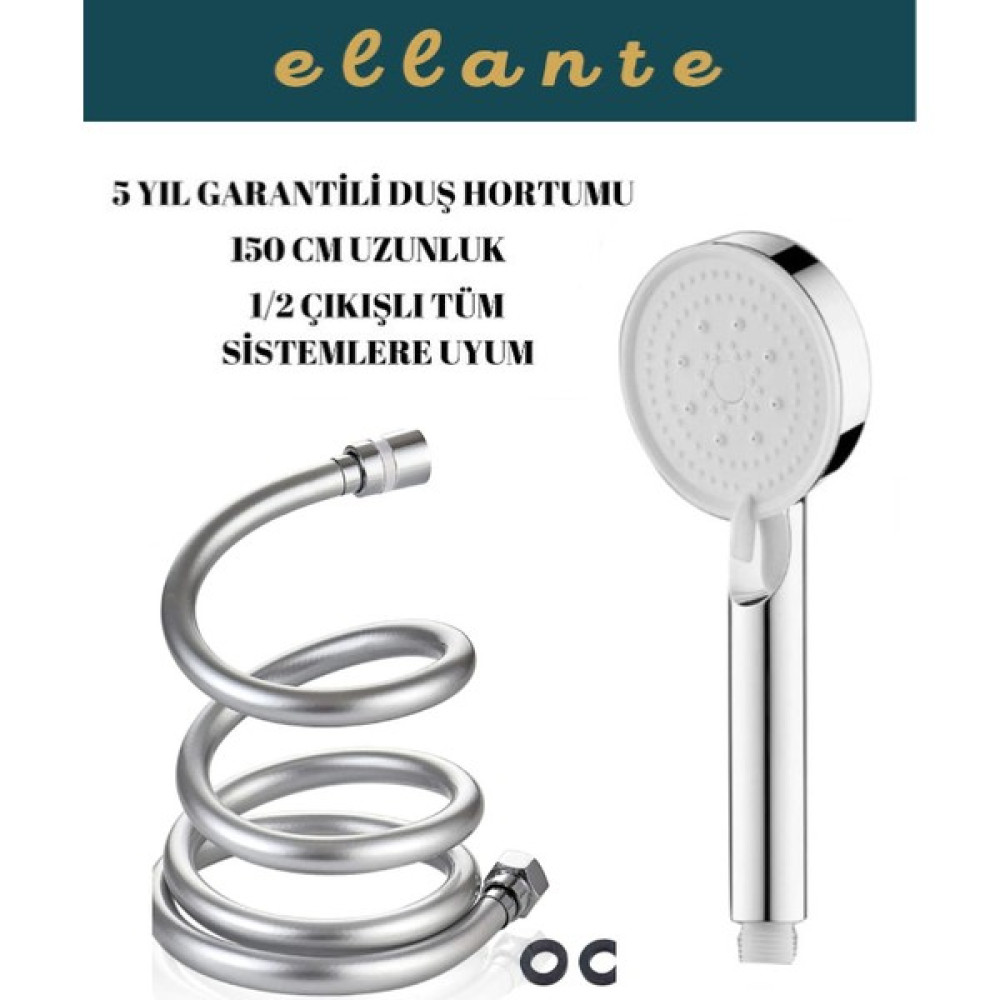 Ellante Turbo Fan 5 Fonksiyonlu Su Tasarruflu Duş Başlığı Turbo El Duşu + Pvc Duş Hortumu Duş Seti Fiyatı