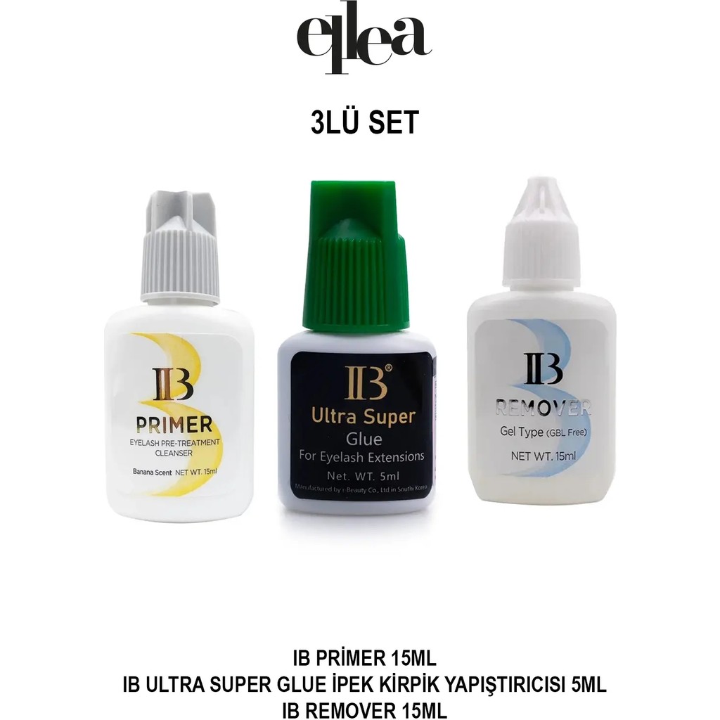 Ellea IB Ipek Kirpik Yapıştırıcı Yeşil Kapak Primer Remover Seti Takma Kirpik Ürünleri Fiyatı