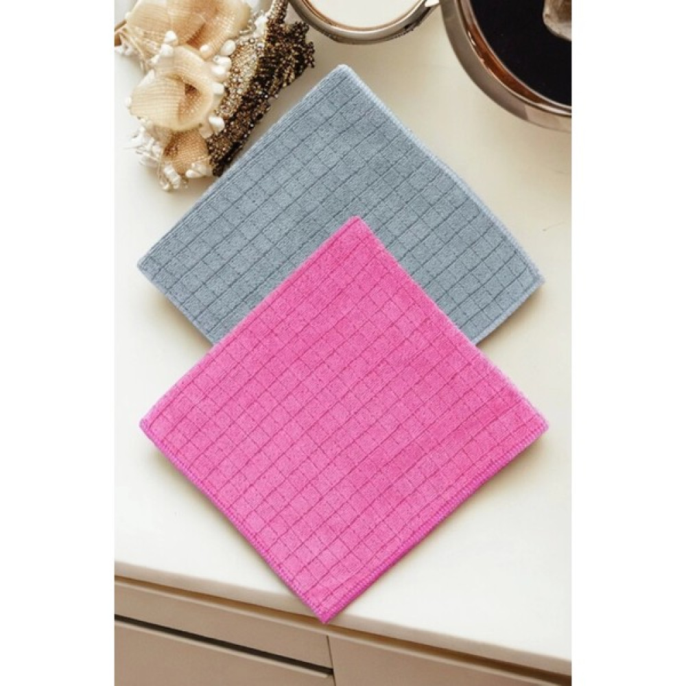Ellesill 2'li Simli Temizlik Bezi Pembe ve Gri Renk - 40x40 cm - Renkli Oto Boyaları Fiyatı
