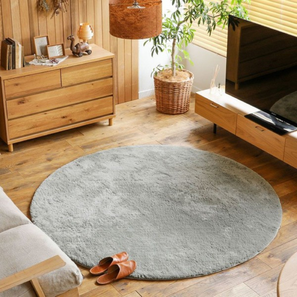 Elmas Halı Açık Gri Yuvarlak Peluş Post Pofuduk Halı - 150 x 150 cm Salon Halısı Fiyatı