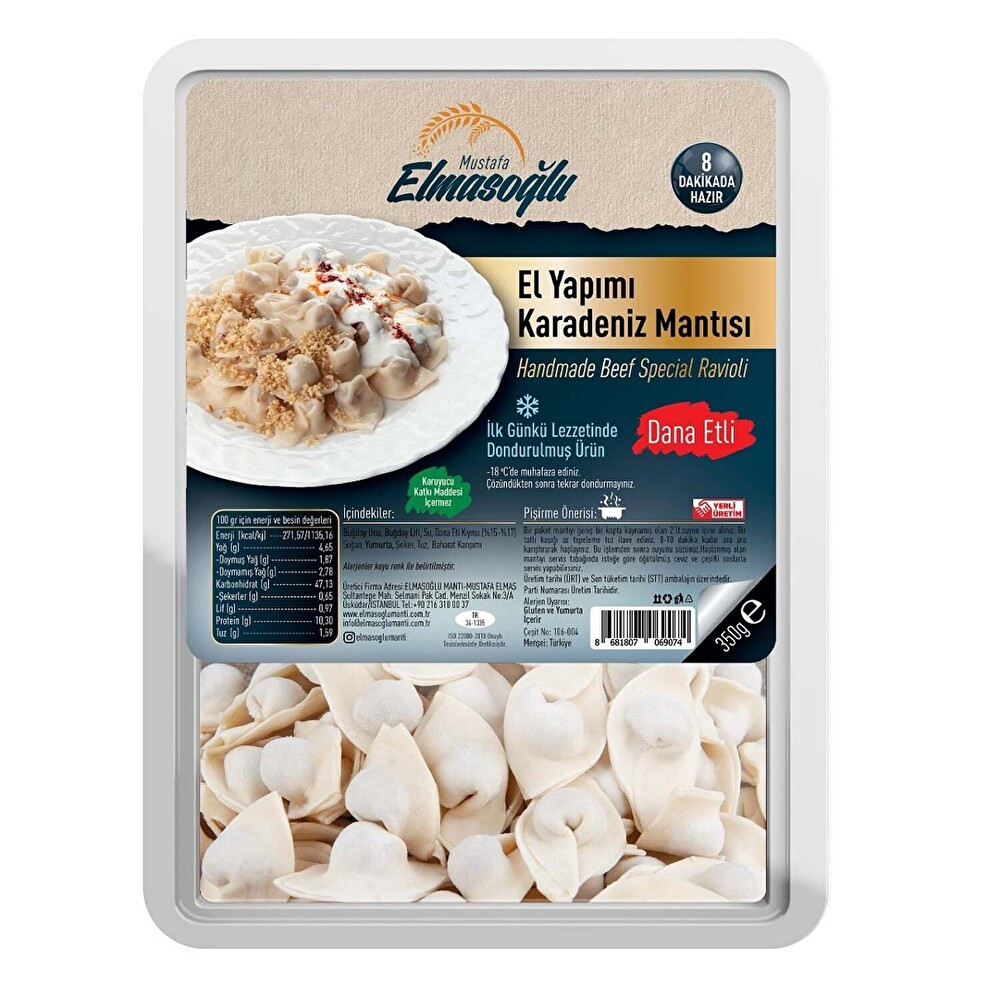 Elmasoğlu El Yapımı Etli Karadeniz Mantı 350 g Dondurulmuş Gıda Fiyatı