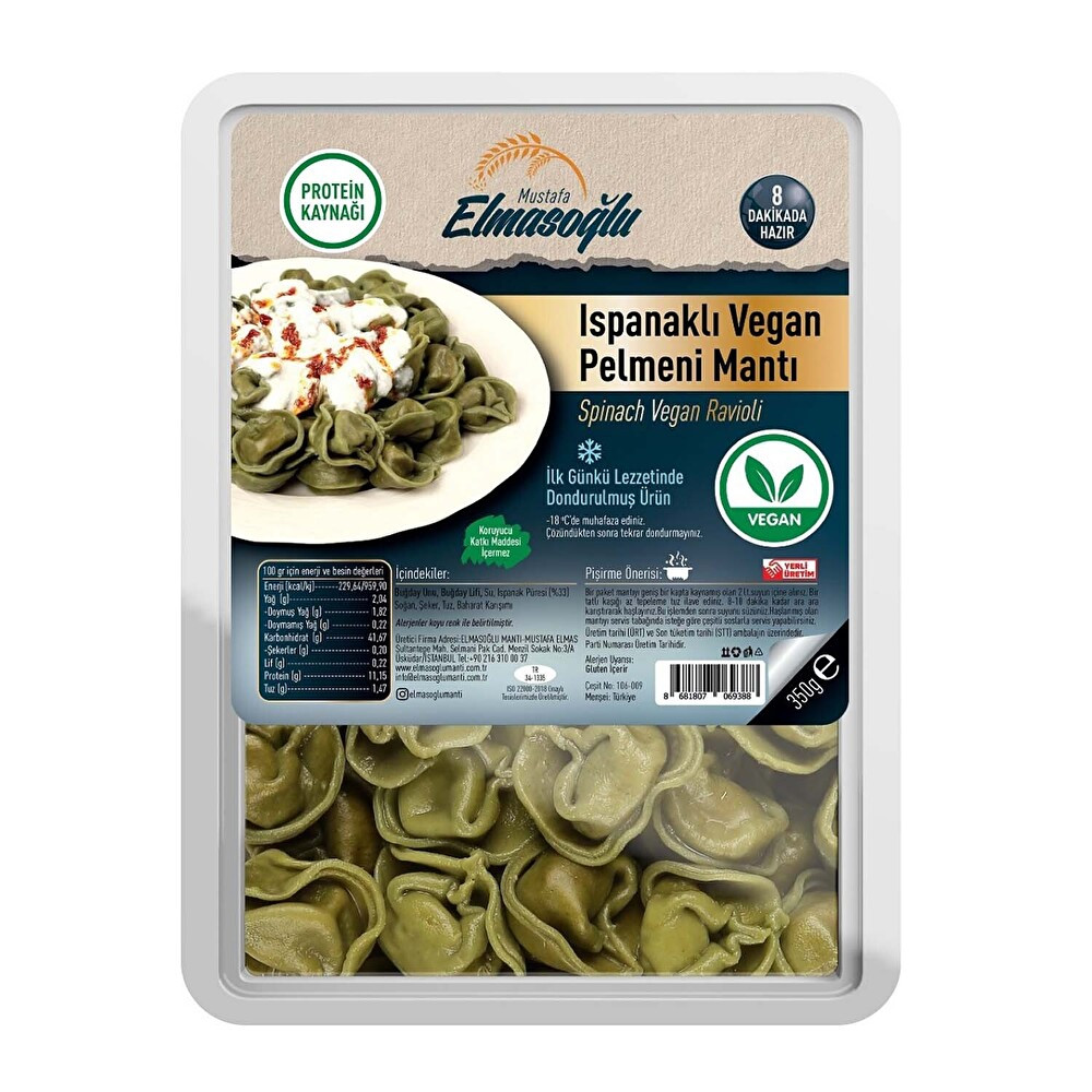 Elmasoğlu Ispanaklı Vegan Pelmeni Mantı 350 g Dondurulmuş Gıda Fiyatı