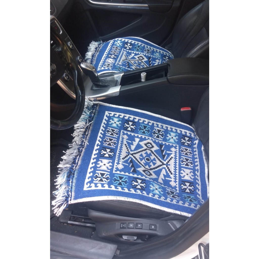 Elmass 3'lü Oto Koltuk Kilim Set - Çift Taraflı - Yıkanabilir - Mavi Kilim Fiyatı