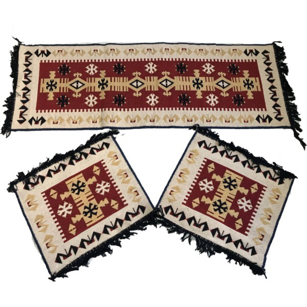 Elmass Oto Koltuk Kilim Seti - Ön ve Arka Koltuk Üstü 3 Parça Takım - Bej - Lacivert Oto Koltuk Minderi Fiyatı