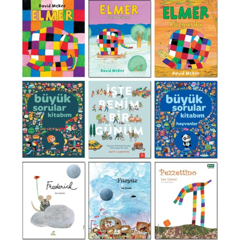 Elmer + Elmer Sel Baskını + Elmer Rüzgarda + Büyük Sorular Kitabım + İşte Benim Bir Günüm + Büyük Sorular Kitabım Hayvanlar + Frederick + Yüzyüz + ... Çocuk Öykü Fiyatı