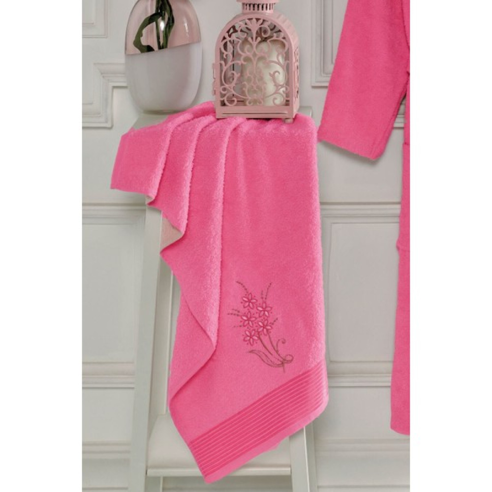 Elmira Textile Elmira Şalyaka Kadın Erkek Pamuklu Havlulu Banyo Bornoz Takımı S/M Fuşya - 1,5 Yaş - Renkli Bornoz Fiyatı