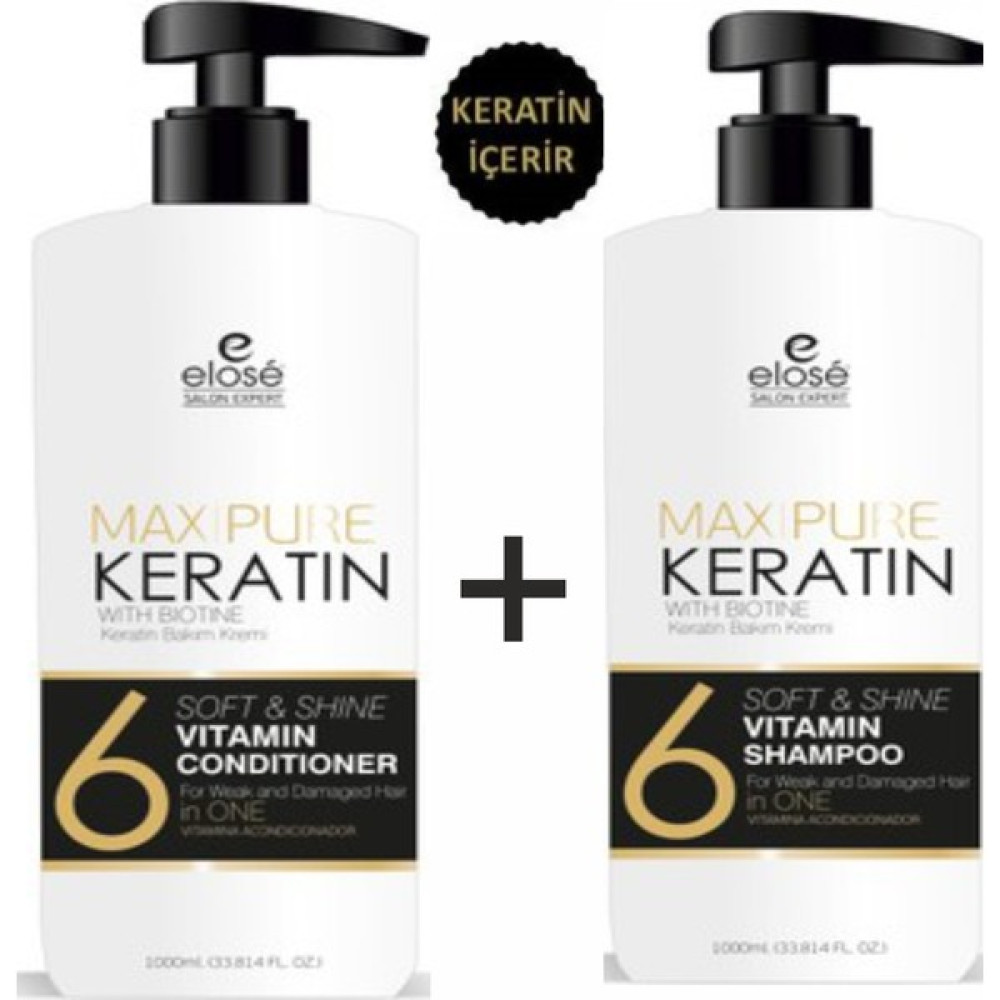 Elose Keratin Şampuan 1000 ml+SAÇ Kremi 1000 ml Şampuan ve Saç Kremi Fiyatı