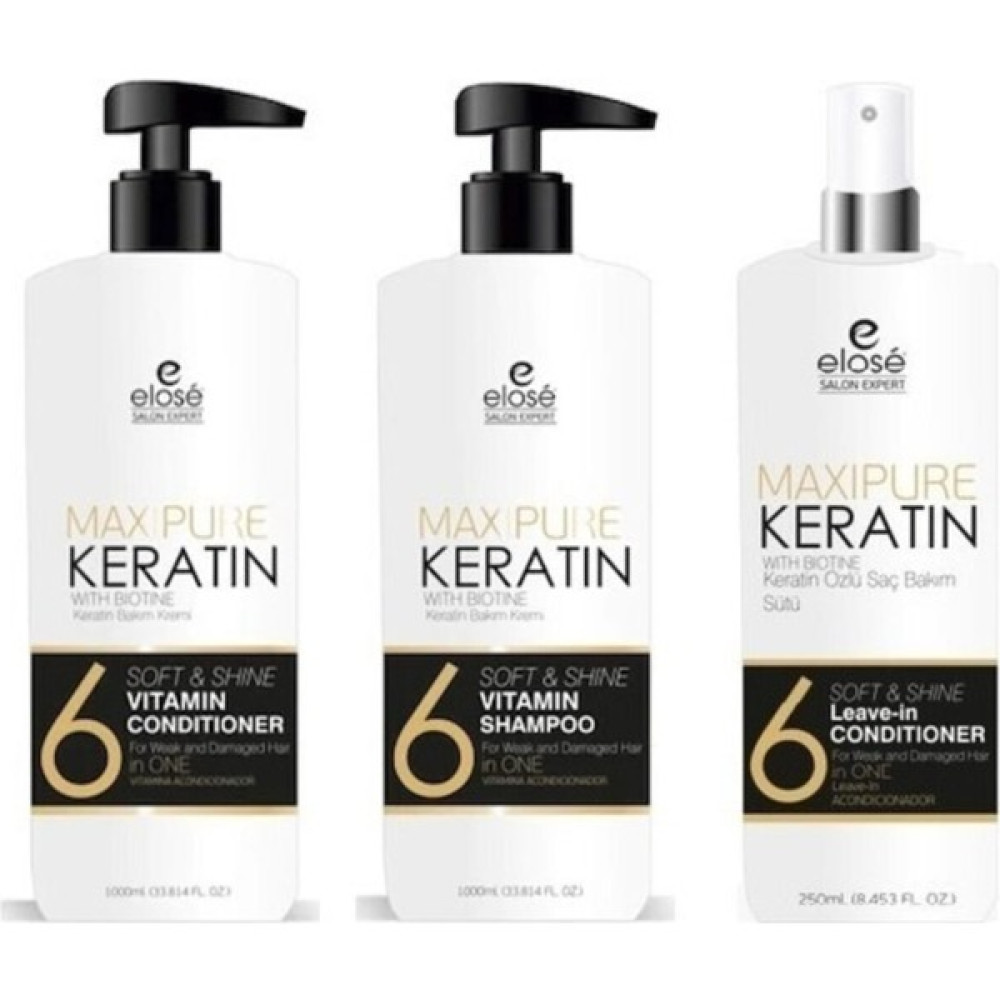 Elose Keratin Seti Şampuan 1000 ml - Krem 1000 ml - Süt 250 ml Saç Bakım Saç Bakım Maskeleri & Serumlar & Spreyler Fiyatı