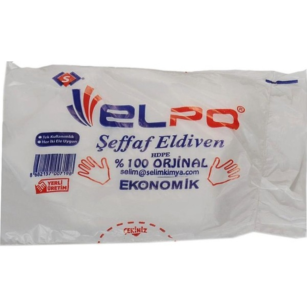 Elpo HDPE Eldiven Tek Kullanımlık Şeffaf - 100 Adet Temizlik Malzemeleri Fiyatı