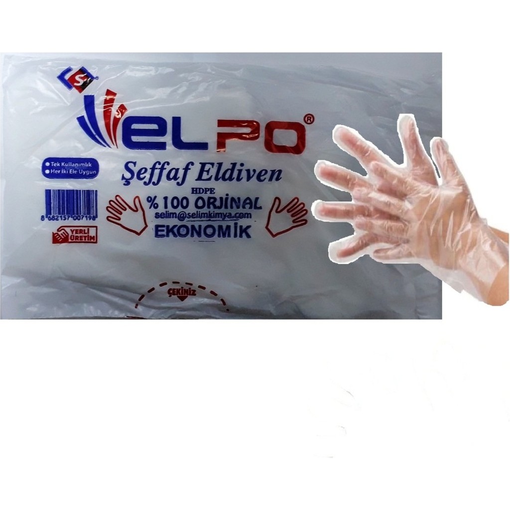 Elpo Şeffaf Poşet Eldiven Eko 100'LÜ 5 Paket - Beyaz - Standart Temizlik Malzemeleri Fiyatı
