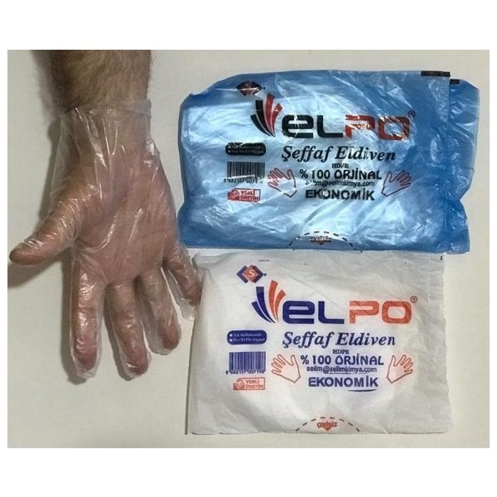 Elpo Şeffaf Tek Kullanımlık Poşet Eldiven L 10 x 100 Adet Temizlik Malzemeleri Fiyatı