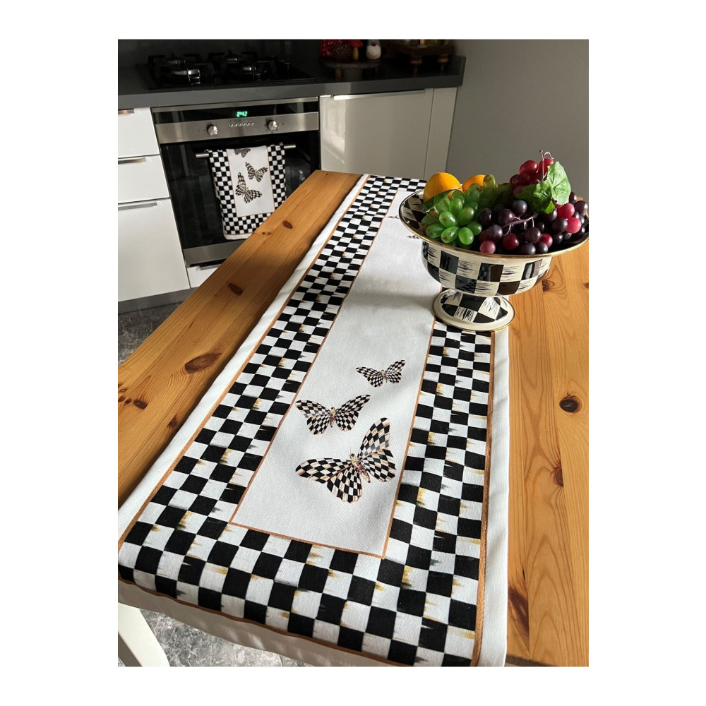 ELS Design Kelebek Runner+fırın Örtüsü Set Runner Fiyatı