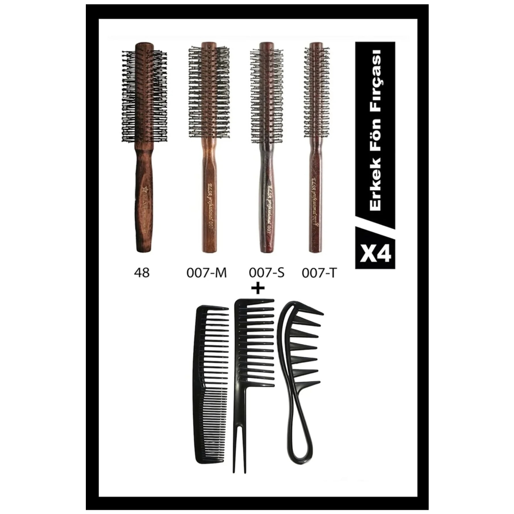 ELSA Professional 4’lü Erkek Tarama Serisi Seti+3x Wax Tarağı Saç Fırçası ve Tarağı Fiyatı