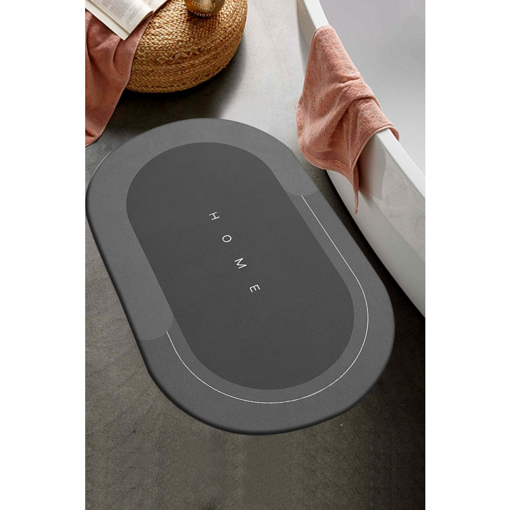 Else Dekor Else Gri Home Desenli Duş Önü Banyo Halısı Paspas Klozet Tek Parça Oval 40x60cm Banyo Tekstili Fiyatı