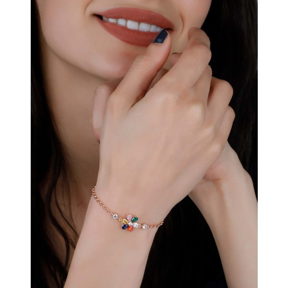 Else Silver 925 Ayar Gümüş Renkli Bahar Çiçeği Bileklik - Rose Saat ve Bileklik Aksesuarı Fiyatı