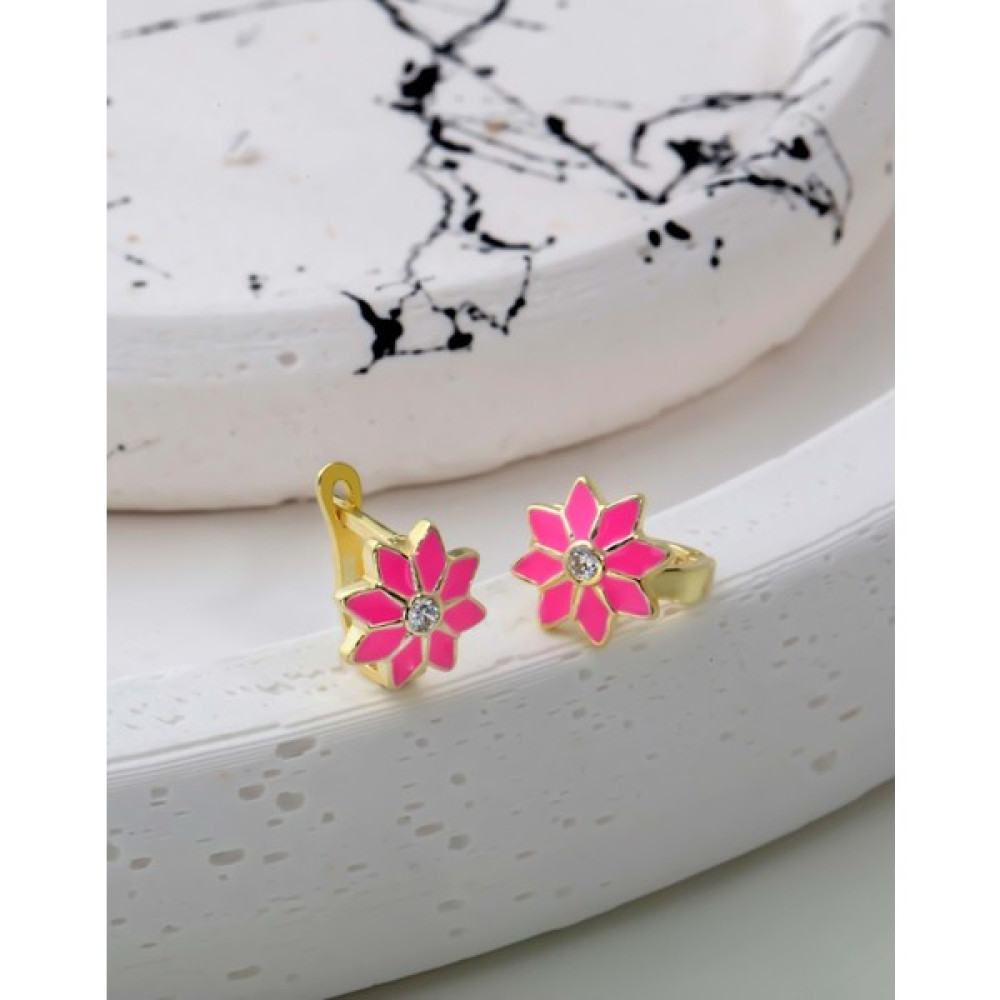 Else Silver Pembe Mineli Mutluluk Çiçeği Gümüş Çocuk Küpesi Gümüş Küpe Fiyatı