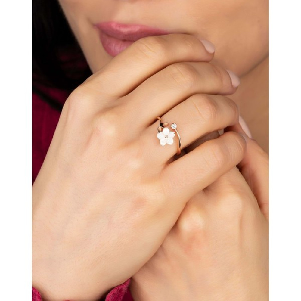 Else Silver Taşlı Sedef Çiçeği Gümüş Yüzük - Rose - 14 Gümüş Yüzük Fiyatı
