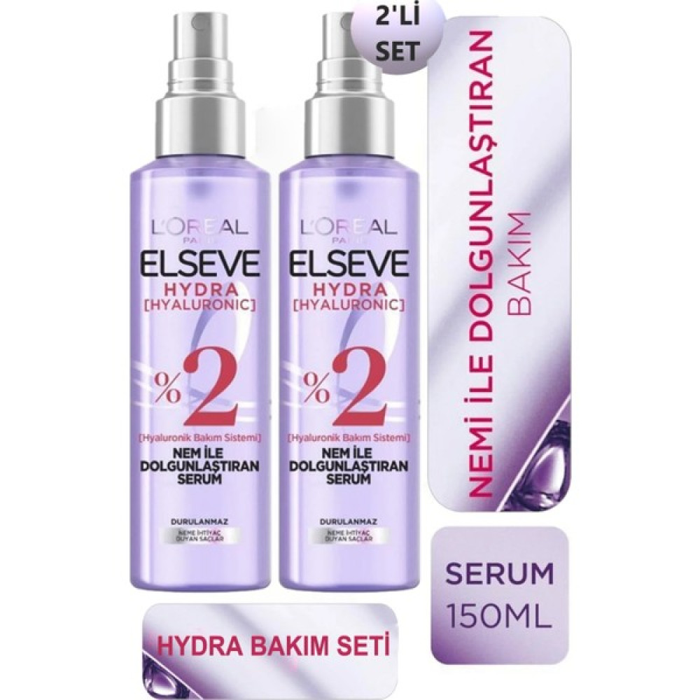 Elseve 2'Li Hydra [Hyaluronic] Nem İle Dolgunlaştıran Serum 150ml 2'Li Set.Els.156 3600524059156 Saç Şekillendirici Sprey Fiyatı