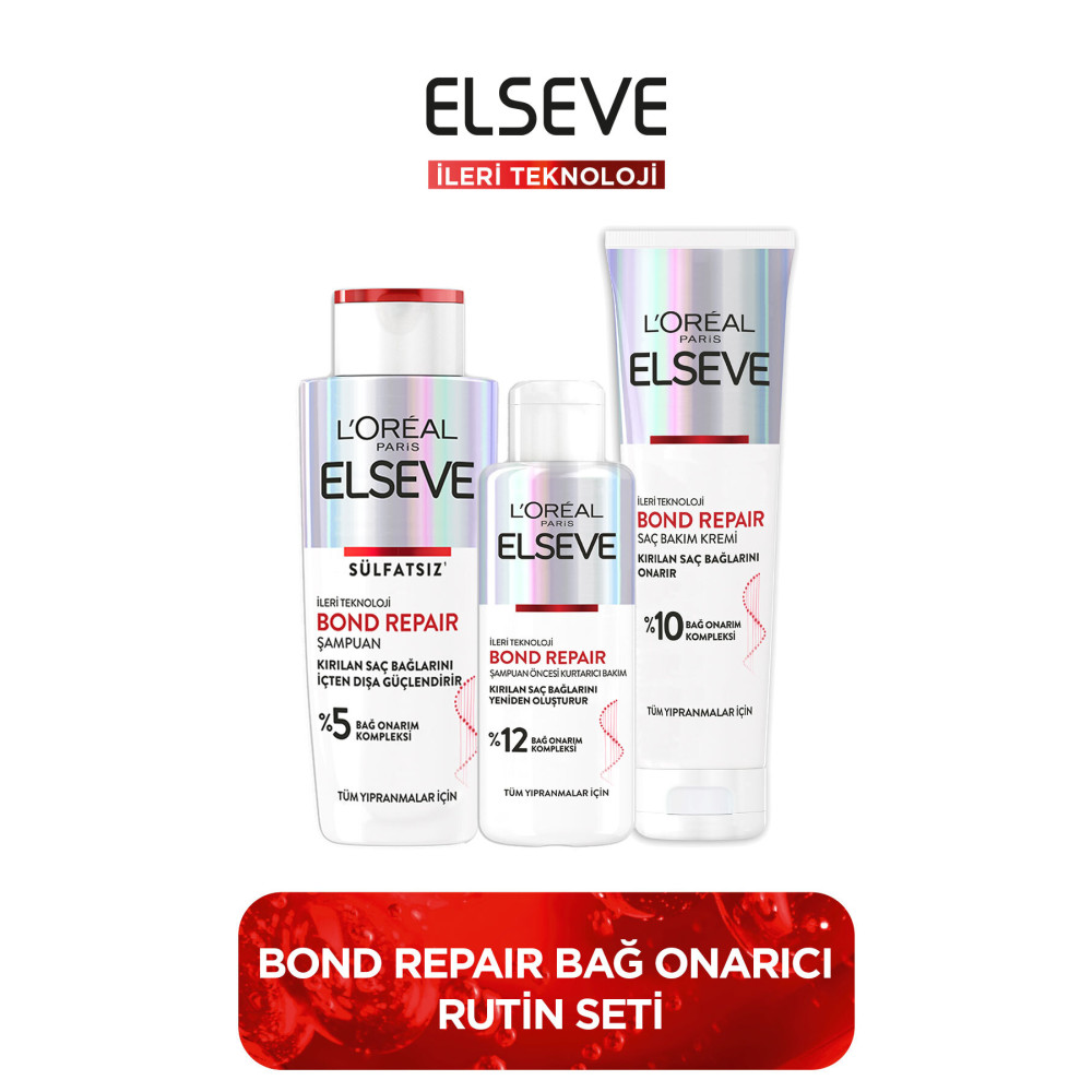 ELSEVE Bond Repair Bağ Onarıcı Saç Bakım Seti Şampuan +bakım Kremi +şampuan Öncesi Kurtarıcı Bakım Saç Bakımı Fiyatı