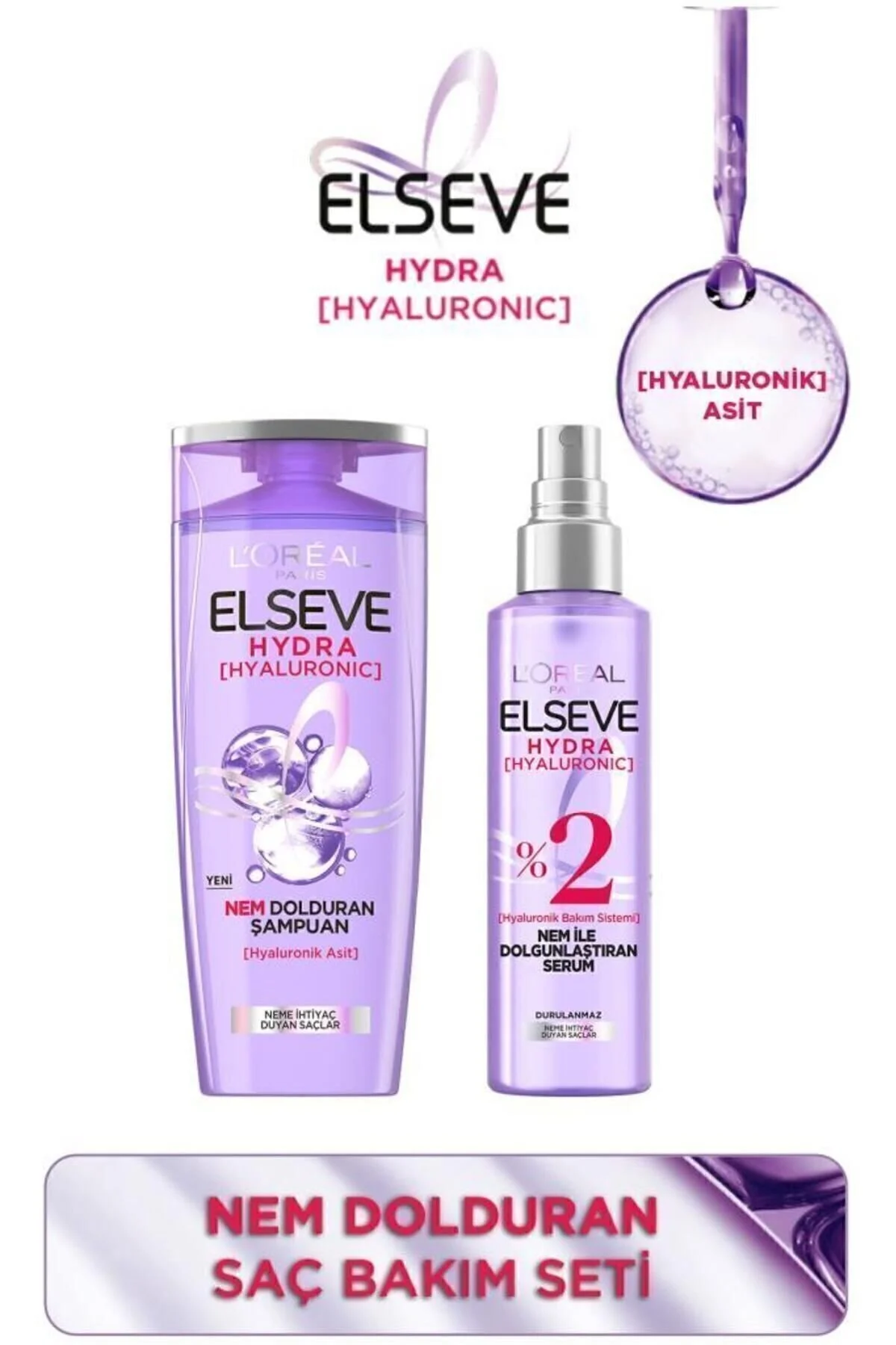 ELSEVE Hydra [hyaluronic] Nem Dolduran Şampuan 360ml Nem İle Dolgunlaştıran Serum 150ml Seti" Şampuan ve Saç Kremi Fiyatı