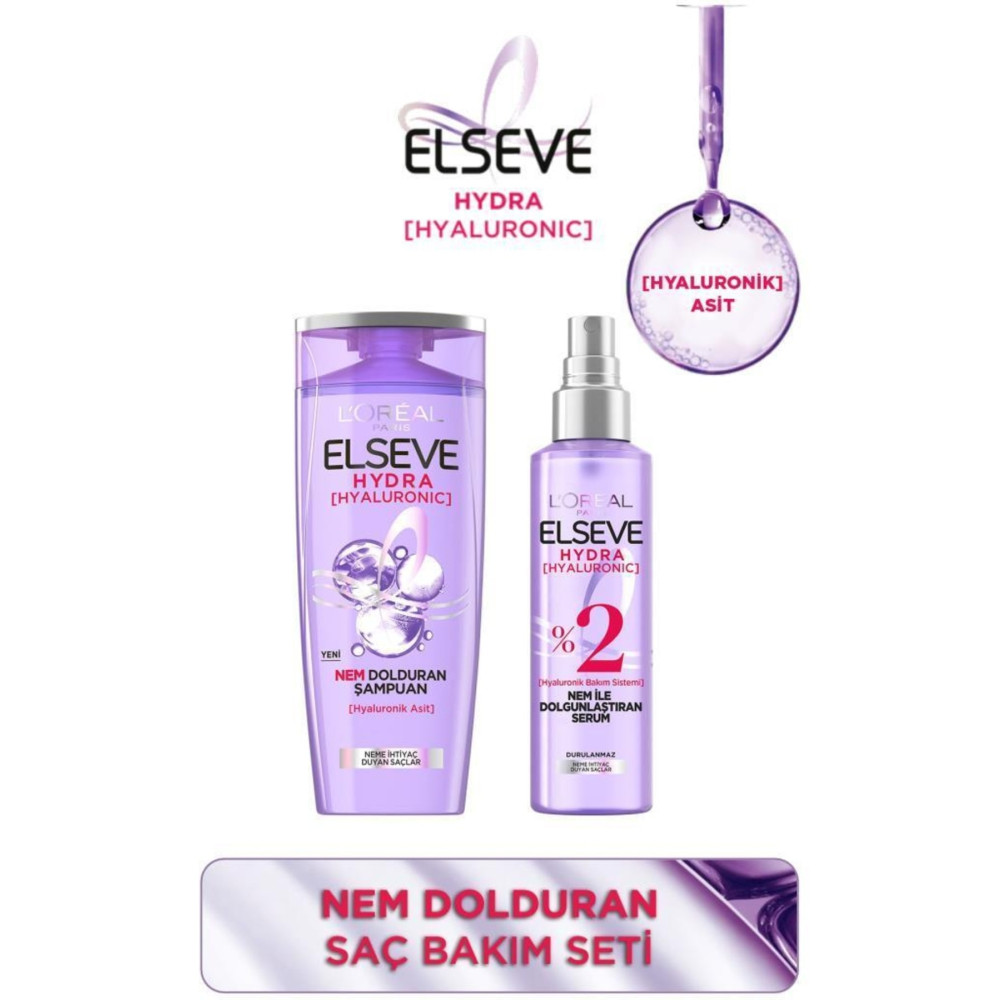 ELSEVE Hydra [hyaluronic] Nem Dolduran Şampuan 390ml + Nem Ile Dolgunlaştıran Serum 150ml Seti Şampuan ve Saç Kremi Fiyatı