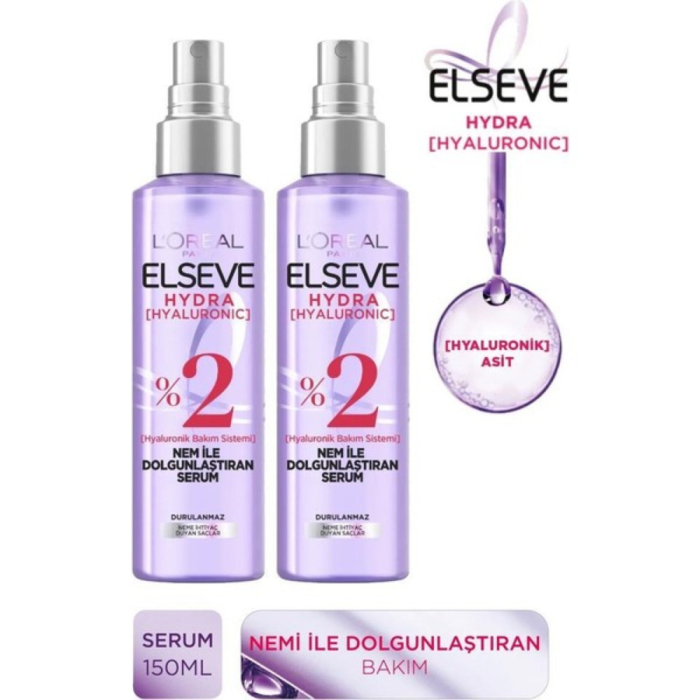 Elseve Hydra Hyaluronic Nem ile Dolgunlaştıran Saç Bakım Serumu Nemlendirici Bakım Seti Saç Bakım Maskeleri & Serumlar & Spreyler Fiyatı