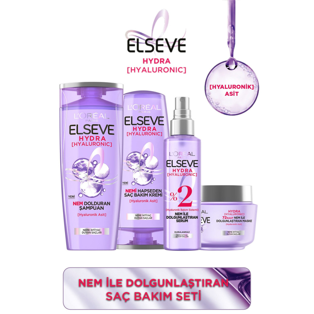 ELSEVE Hydra [hyaluronic] Nem Ile Dolgunlaştıran Saç Bakım Seti - Şampuan & Saç Bakım Kremi & Maske & Serum Saç Bakımı Fiyatı