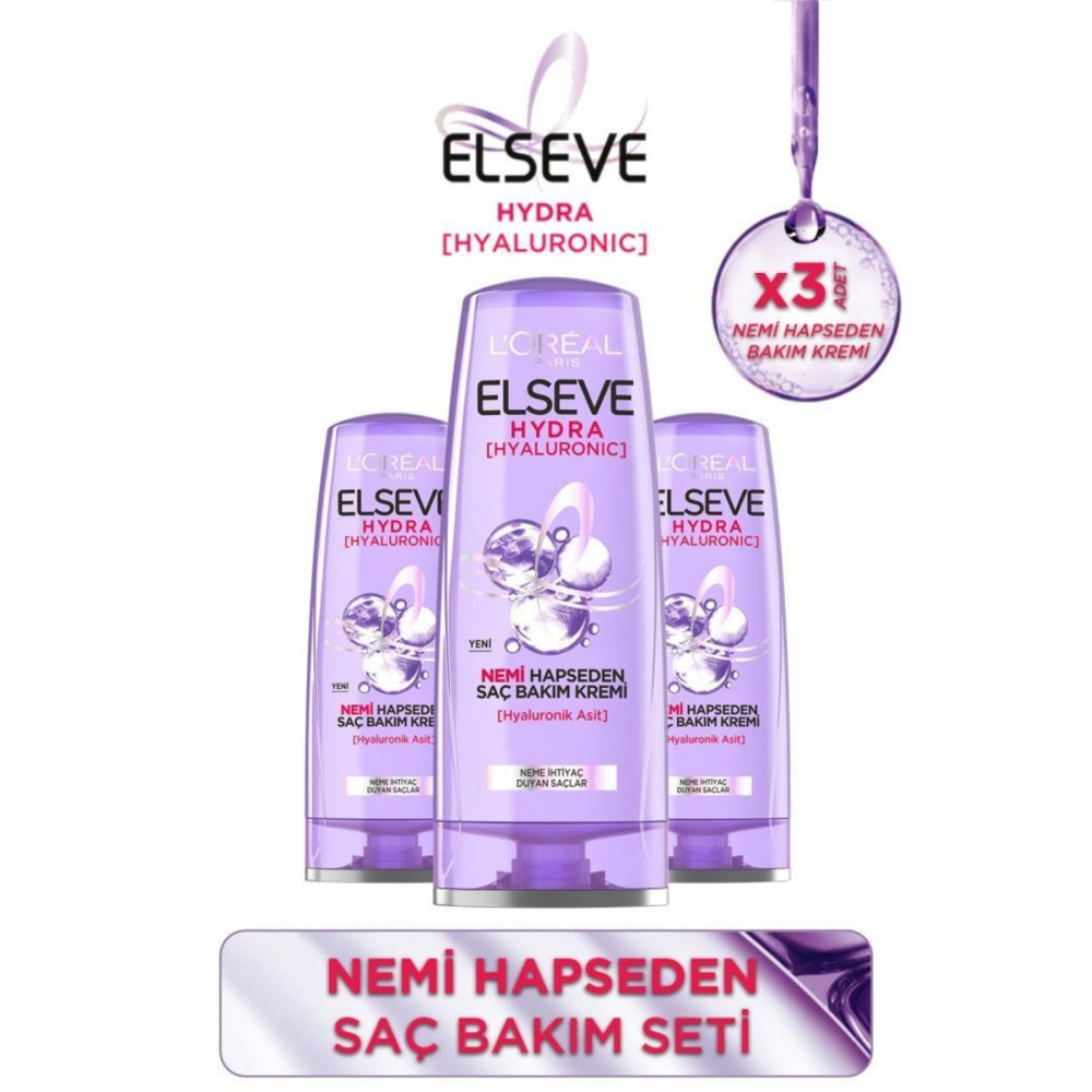 ELSEVE Hydra [hyaluronic] Nemi Hapseden Saç Bakım Kremi 390 Ml 3lü Set Şampuan ve Saç Kremi Fiyatı