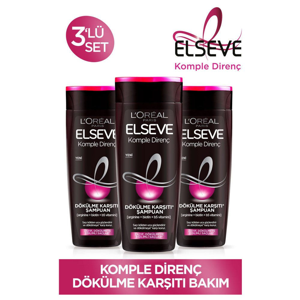 ELSEVE Komple Direnç Dökülme Karşıtı Şampuan 360 ml 3lü Set Şampuan ve Saç Kremi Fiyatı