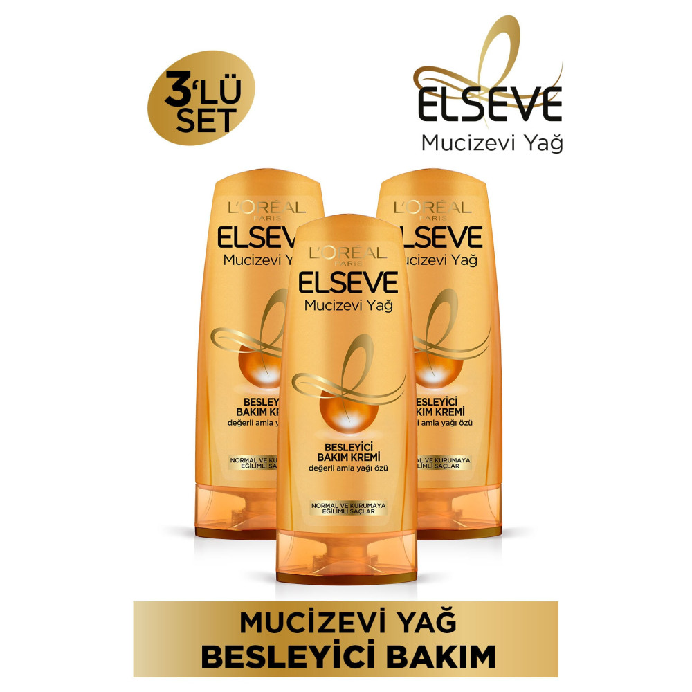 ELSEVE Loréal Paris Mucizevi Yağ Besleyici Bakım Kremi 360 ml 3lü Set Şampuan ve Saç Kremi Fiyatı