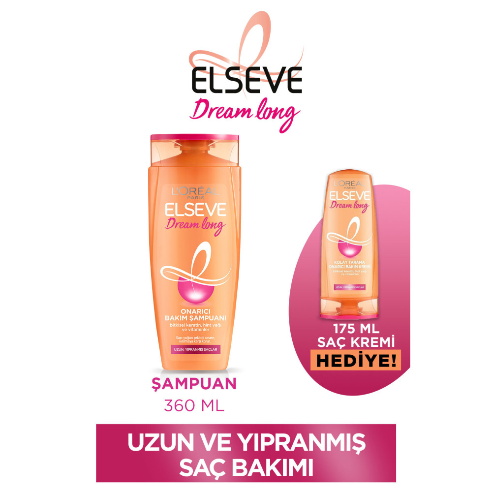 ELSEVE Uzun Saç Bakım Seti - Dream Long Onarıcı Bakım Şampuanı 360 ml & Saç Bakım Kremi 175 Ml Şampuan ve Saç Kremi Fiyatı