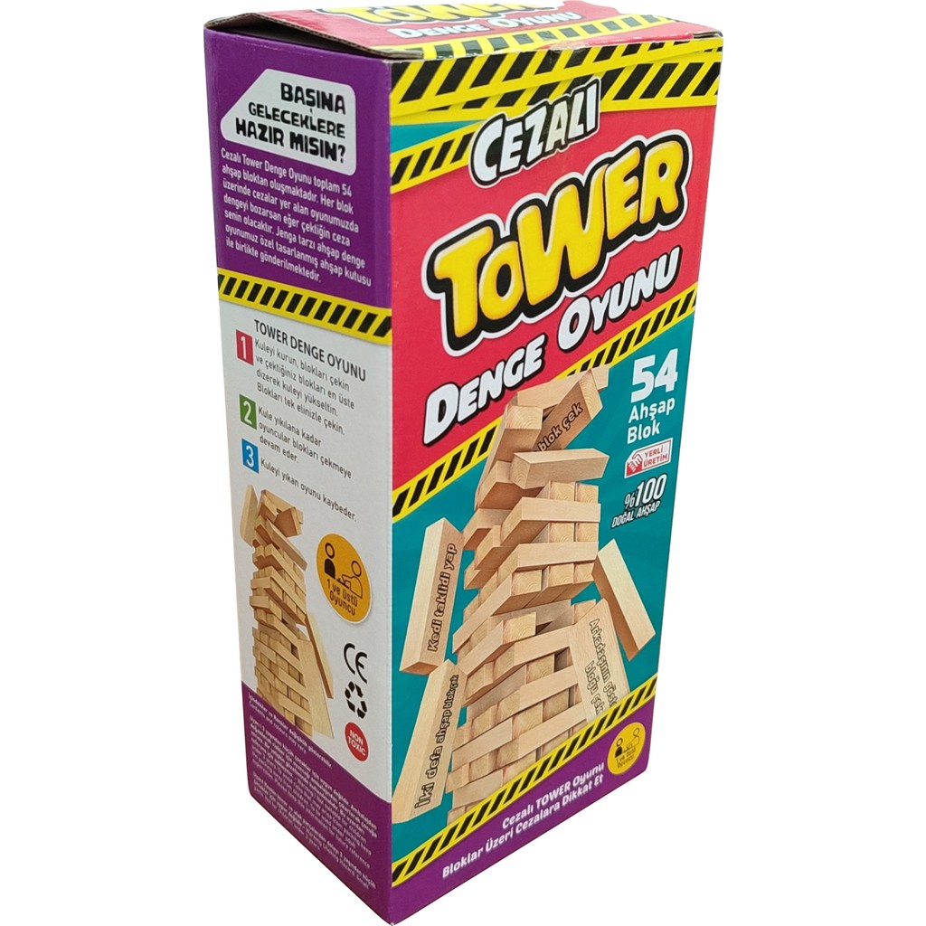 Elux Denge Oyunu Cezalı Tower - Ahşap Büyük Boy 54 Parça Diğer Fiyatı