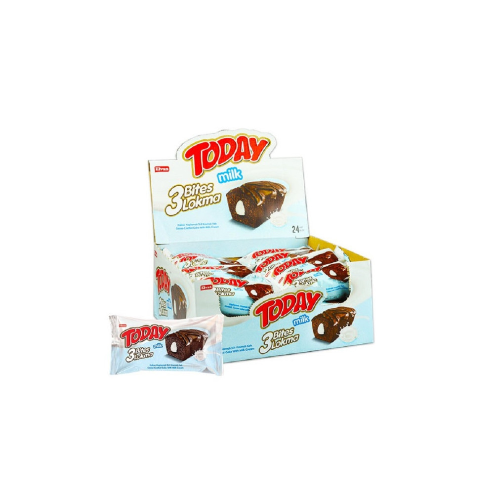 Elvan Today 3 Bites Sütlü Kek 40 Gr. 24 Adet (1 Kutu) Bisküvi ve Kek Fiyatı