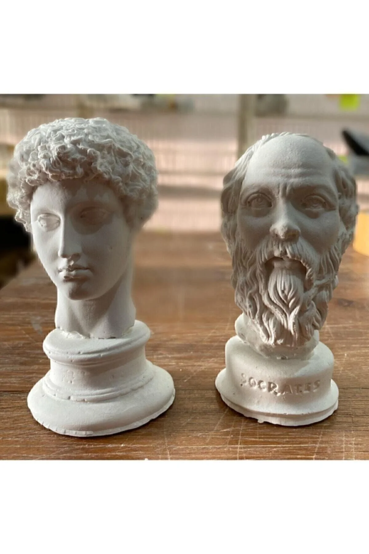 Elver Atolye Hermes Ve Socrates Beyaz Heykel Büst 2li Kutulu Ve Patpata Sarılı Gönderim" Obje Fiyatı
